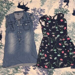 Carter's Navy Floral Sleeveless Dress with Pink and Mint Flowers